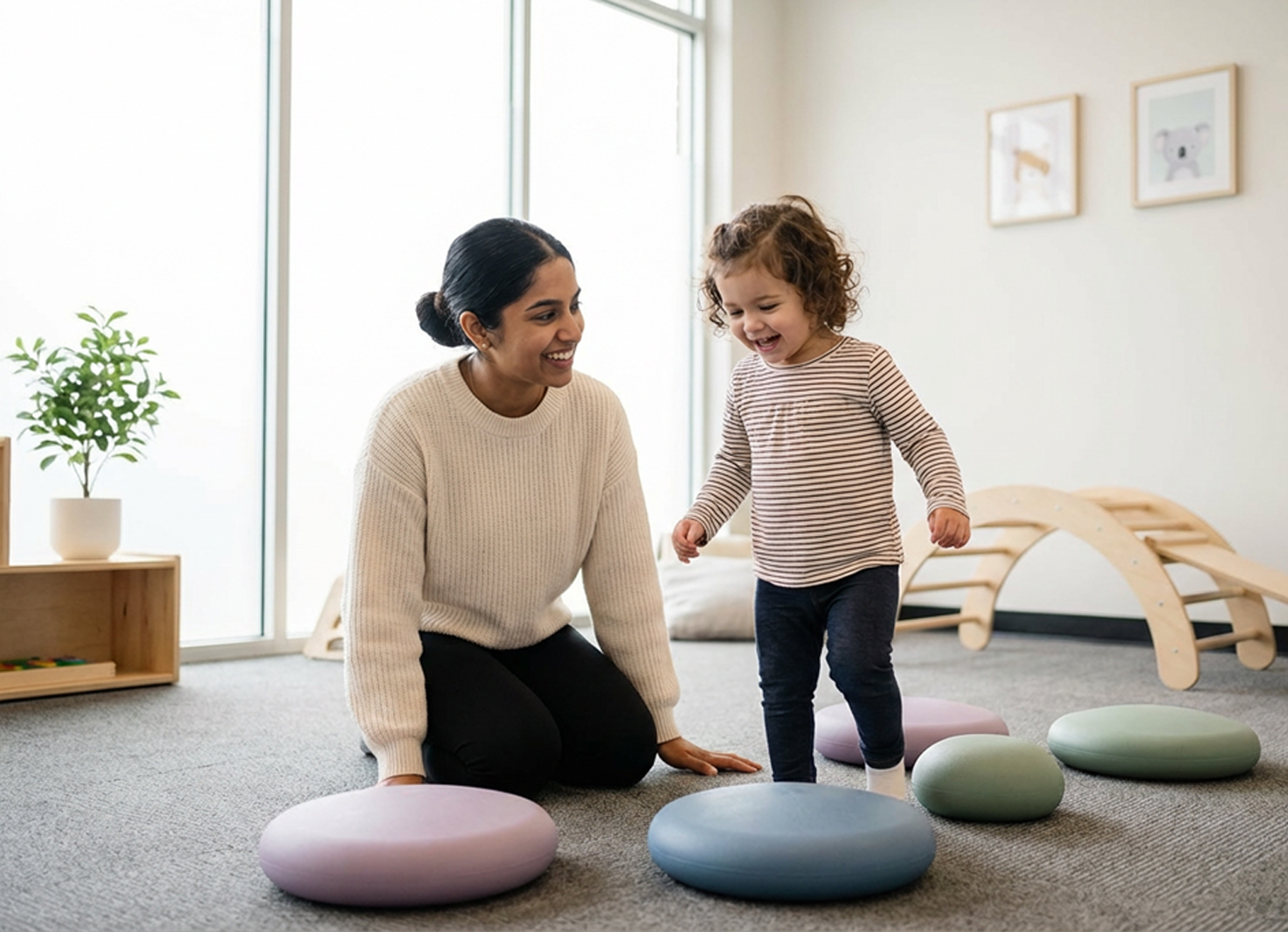 Colorful pediatric ABA therapy playroom at CAI ABA in Hurst TX with educational toys books sensory rug and learning materials for children with autism
